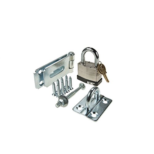 Image of NU-SET Lock | 7 1 /4 inch Single Hinged Hasp and Laminated Steel Heavy Duty Padlock Combo | Hinged Hasp and Laminated Padlock for Door Security | Home Improvement & Door Hardware (Silver)