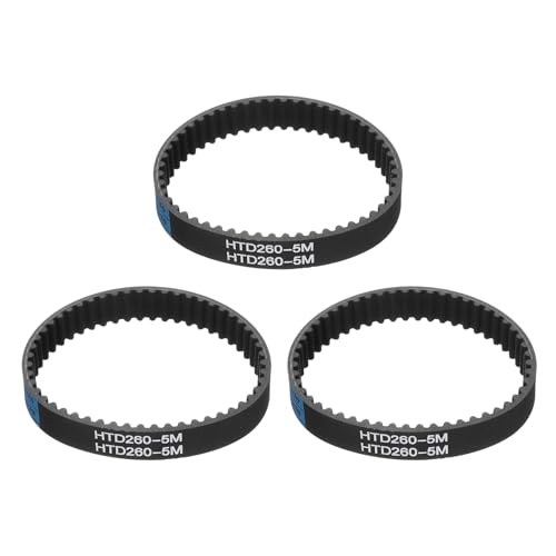 uxcell 3pcs HTD-5M Rubber Timing Belt 52 Teeth, 260mm Pitch Length x 15mm Width x 3.6mm Height, Closed Loop Pulley Timing Belt