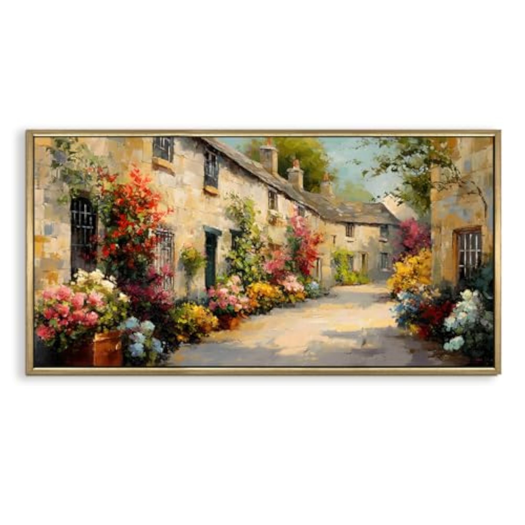 Cotswold Lane Blossoms Large Canvas Painting for Wall
