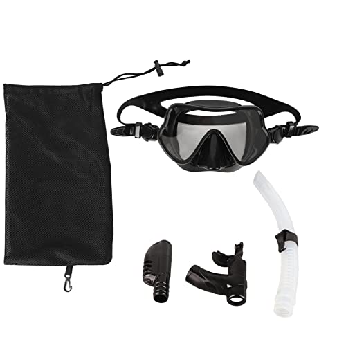 Yuecoom Snorkel Diving Goggles,Silicone Full Dry Top Snorkel Set, Adult Portable Snorkeling Gear for Experienced Swimmers and Beginners Alike,Panoramic Wide View,Anti-Fog (Black)