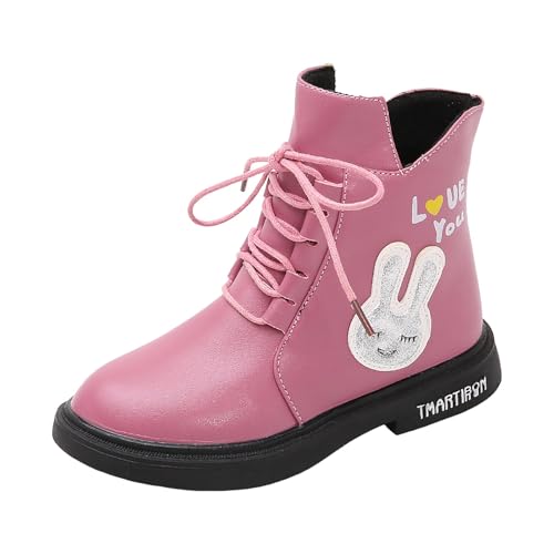 IWIHMIV Toddler Girl Ankle Boots Toddler Dress Boots Winter Shoes for Toddler Girls Leather Lace-Up Boots Soft Flat Ankle Boots