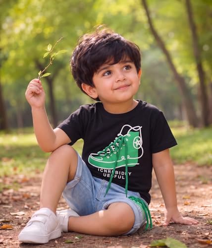 Image of Krishn Creations Kids Clothes for Boys | Cotton Printed Half Sleeve T-shirt and Shorts Baby Boy Dress | Casual Wear Kids Clothes
