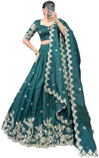 KrishuEthnics Designer Bridal Lehenga Choli Set with Embroidered Border, Traditional PartyWear Collection
