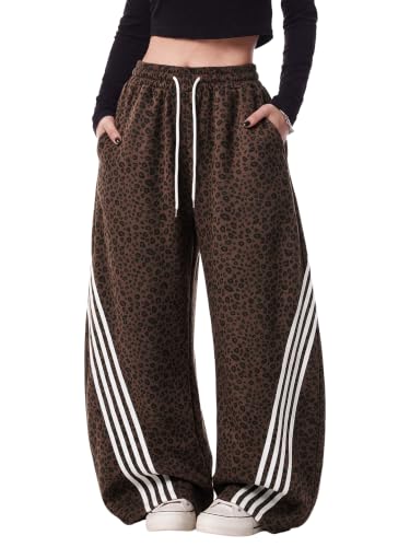 Image of EMMIOL Women's Y2K Baggy Barrel Striped Sweatpants High Waisted Wide Leg