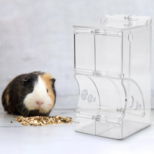 Comedero Automático Transparente para Hámster, Ardillas, Cobayas, Erizos, Pájaros y Mini Erizos, Dispensador de Alimentos para Mascotas, Ideal para Viajes y Varios Animales Domésticos