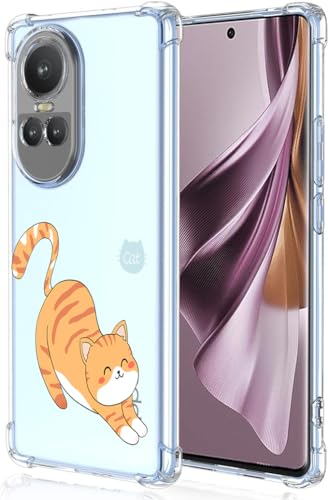 WOKEZ Transparent Stöttåligt Fodral till Oppo Reno 10/Pro med Katt