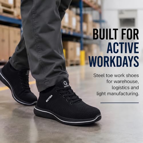 Image of GLANOUDUN Steel Toe Shoes for Men Lightweight Safety Toe Work Shoes Black