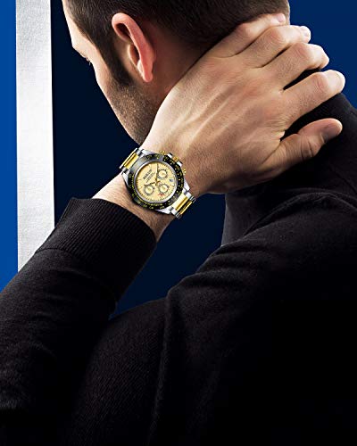 Binlun Thick Stainless Steel Watch Band Metal Heavy Polished Matte Brushed Finish Watch Strap Replacement For Men Women 16Mm/18Mm/20Mm/21Mm/22Mm/23Mm/24Mm/26Mm(Polished Silver And Gold,20Mm) #TOP3