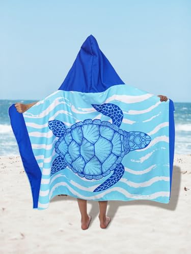 Illikkuyax Sea Turtle Kids Beach Towels With Hood 30 Inch X 50 Inch Soft Microfiber Baby Bath Towels Hooded For Toddlers Boys Girls Pool Towels Beach Cover Up For Kids Ages 0-6 thumb #4