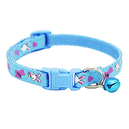 U-M Pet collare colorato coniglio stampato nylon fibbia regolabile gatto cucciolo cane collare collana blu durevole e utile