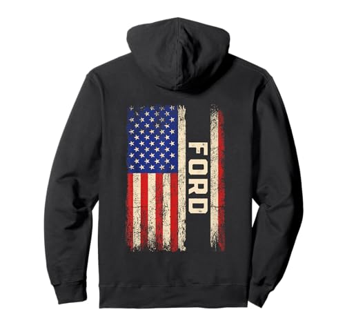 Ford Last Name - Ford Name American Flag (Back) Pullover Hoodie