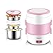 Elektryczne pudełko na lunch ，Przenośny podgrzewacz do żywności ，Mini parowar do ryżu ，z 3 wyjmowanymi pojemnikami ze stali nierdzewnej ，Szare pudełko na lunch