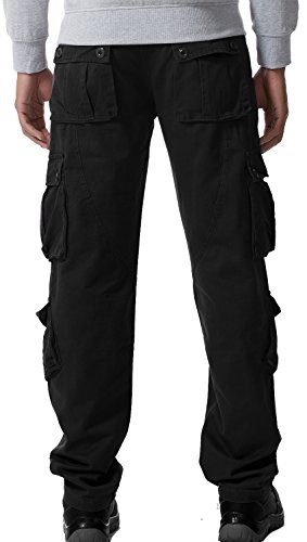Aoyog Thicken Mens Winter Fleece Lined Cargo Pant Windproof Work Pants(Black#1), 32W*32L #TOP3