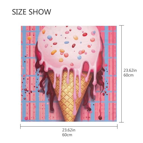 Ice Cream Silk Like Head Scarf for Women,Soft Fashion Neck Scarf Square Satin Head Scarf 23.6 Inches2