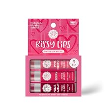 Tinted Lip Balm Set All-Natural Shea Butter, Beeswax, Coconut Oil, Vitamin E Infused Lip Moisturizer Care Treatment 3 Pack, Kissy Lips