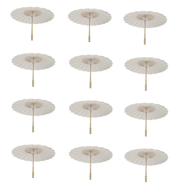 12 Papierowy Parasol Parasol Plażowy Biały DIY Parasol Fotografia Rekwizyty na Baby Shower Imprezy Ślubne 60 Cm/23,6