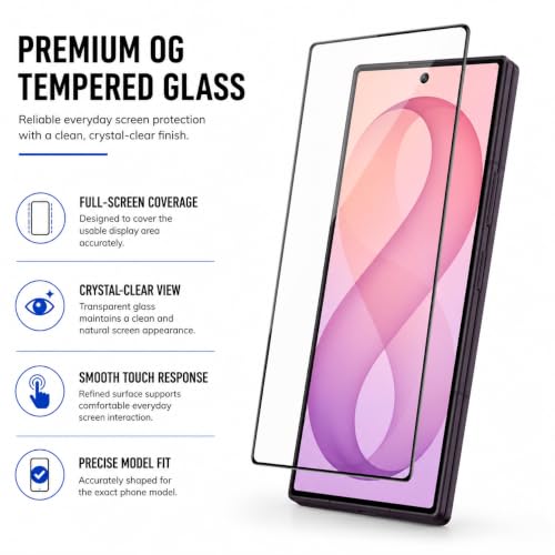 Image of FIRST MART Tempered Glass Screen Protector for Samsung Galaxy Z Fold 8 Ultra 5G - Full-Glue Screen Guard, 3D Edge to Edge, HD Clear, Bubble-Free, Case-Friendly, Black, Pack of 2