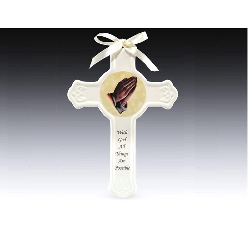 Everspring Import CoCross with Praying Hands Porcelain 10.75 Inch