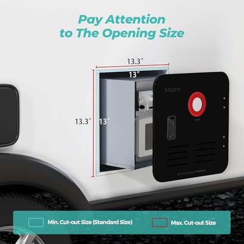 Image of FOGATTI 15 inch x 15 inch RV Water Heater Replacement Door Kit - Black | External Access Panel for FOGATTI Tankless Heaters Only