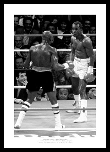 Framed Marvin Hagler v Sugar Ray Leonard 1987 Middleweight Boxing Photo Memorabilia