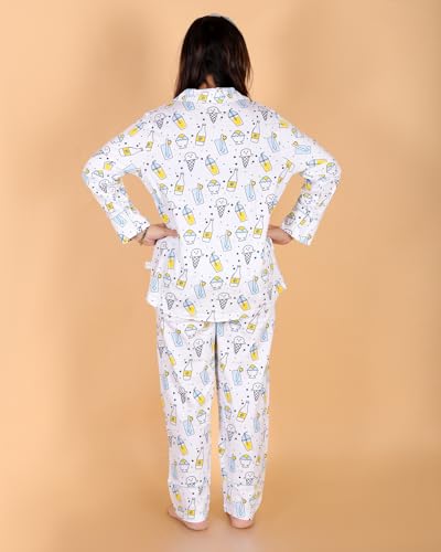 Image of The Mom Store Pajama Set for Women | Soft Cotton Breathable Nightwear for Comfortable Sleep | Stylish Elegant Sleep Suit & Lounge Wear for Womens | Everyday Nightsuit | Shirt Pyjama Set for Women