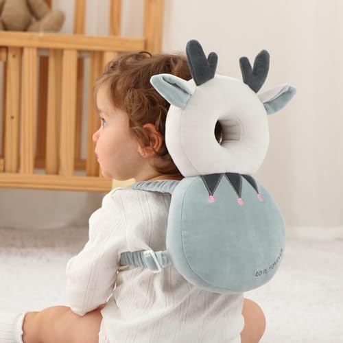 Image of Baby Head Protection Backpack - Soft Lightweight Fall Cushion for Toddlers During Crawling & Walking, Helps Ease Impact from Backward Tumbles(Deer)