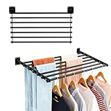 Qufiona Wall Mounted Drying Rack, 28 Inches Wall Laundry Drying Rack Collapsible Indoor Clothes Drying Rack for Hanging Clothes