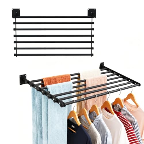 Qufiona Wall Mounted Drying Rack, 43 Inches Wall Laundry Drying