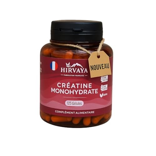 Créatine Monohydrate 3000 mg – 125 Gélules Vegan | Force Musculaire, Endurance & Prise de Masse | 100% Pure | Sans Gluten/Lactose | Fabriqué en France – Hirvaya