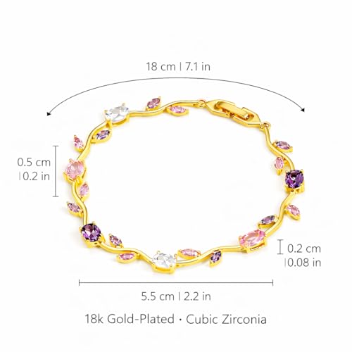 Image of Trendy Tulip Bracelet for Women | Gold Plated Pink Crystal Floral Bracelet | Elegant Minimalist Jewelry | Adjustable Chain Bracelet Gift for Girls Women | Stylish Party Daily Wear Accessory