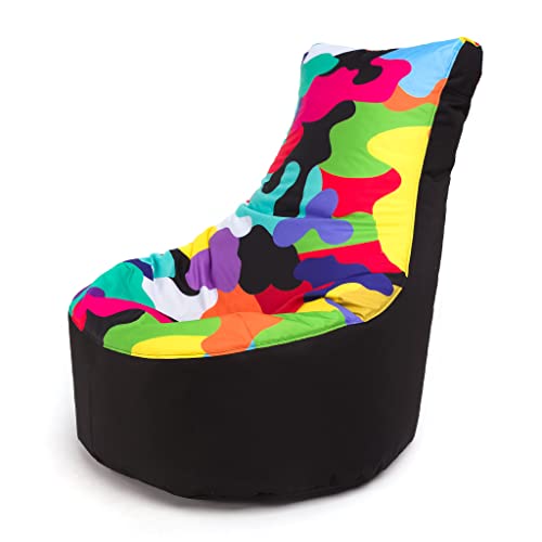 Ecopuf Seat L Pouf fauteuil avec rembourrage en polyester fantaisie Design pour extérieur - Puf siège avec dossier haut - 80 x 85 Cover