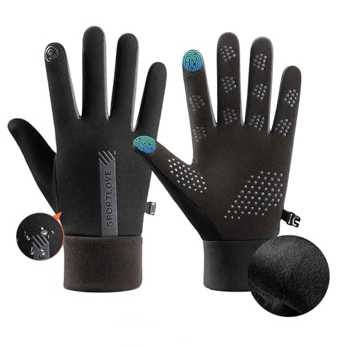 Feithmonic Guantes Invierno Hombre Mujer, Guantes Correr con Pantalla Táctil, Térmicos Impermeable Ligero Antideslizante Cortavientos, para Ciclismo Running Camping Esquí Conducción Moto Aire Libre