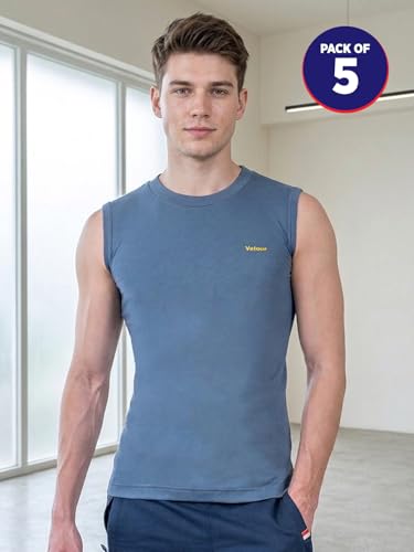 Image of Lux Cozi Men's Cotton Modern Fit Vest (Pack of 5) (Prints May Vary)