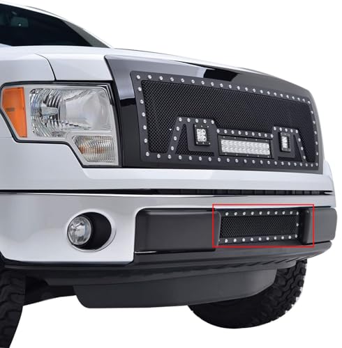 EAG Rivet Black Stainless Steel Wire Mesh Bumper Grille Fit for 09-14 F-150