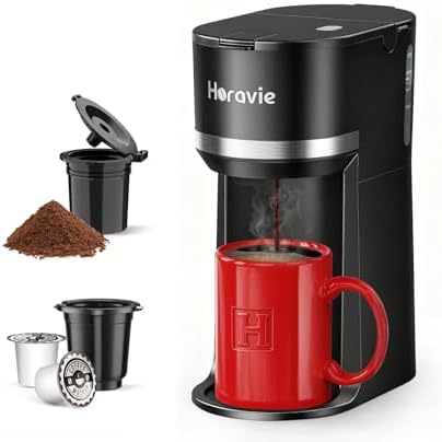 Horavie Mini Single Serve Coffee Maker for K Cup and Ground Coffe...