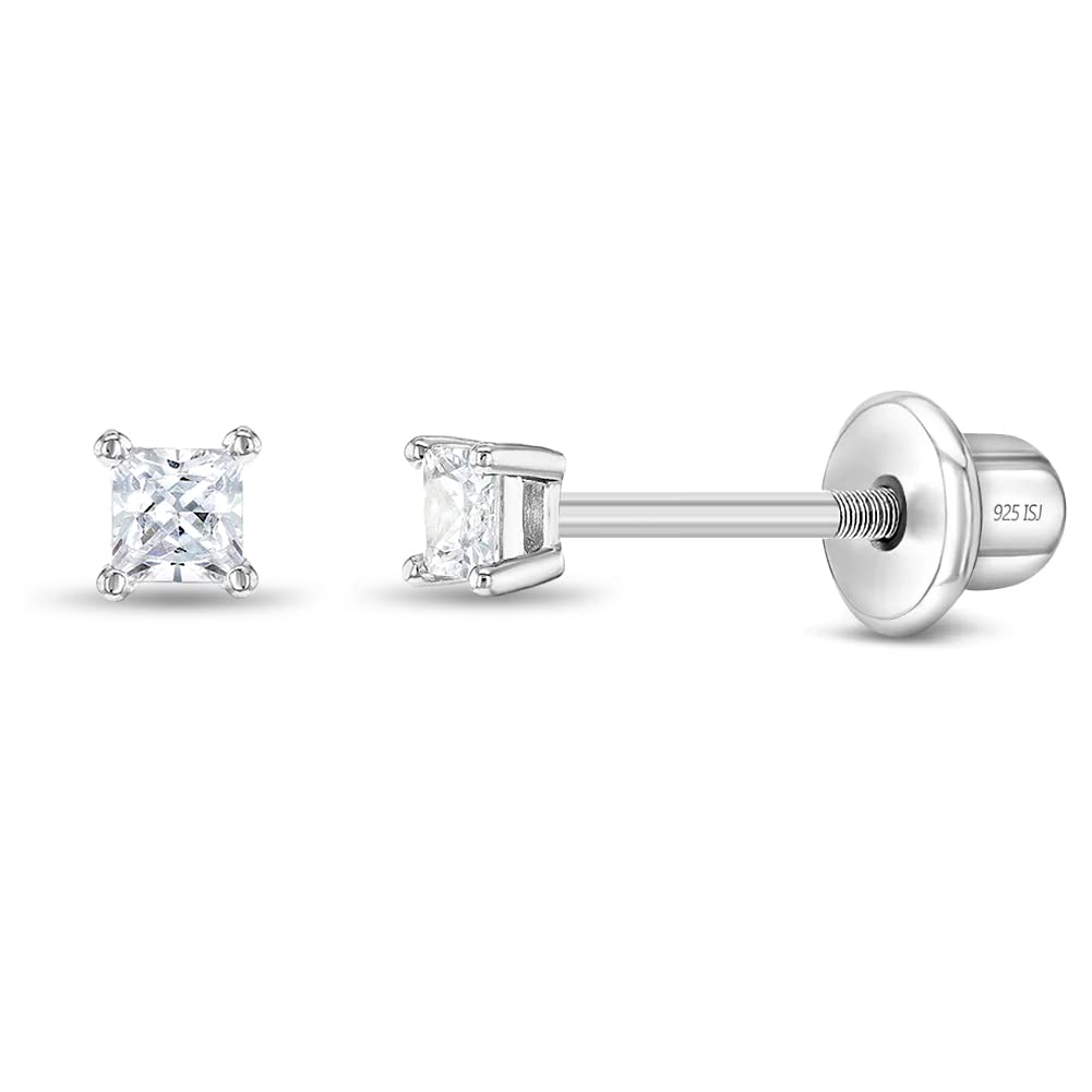 In Season Jewelry Princess Square Cut Kids Earrings