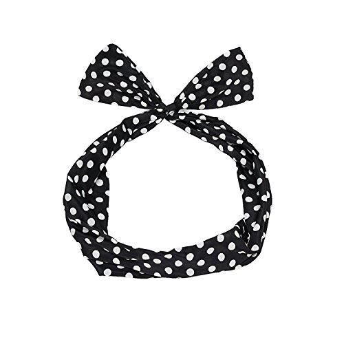 Eforpretty 1950'S Womens Costume Accessories - 50S Chiffon Scarf,Cat Eye Glasses,Bandana Tie Headband,Drop Dot Earrings (Black) #TOP1