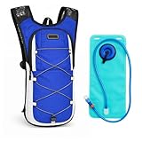 Mochila de Hidratação 2L com Bolsa D'água, Sistema de Hidratação TPU + PVC, 47 x 25 cm, Ideal para Trilhas e Ciclismo (Azul)