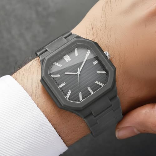 Image of Shocknshop Minimalist Creative Square Analog Casual Plastic Chain Strap Wrist Watch for Men Boys -WCH382