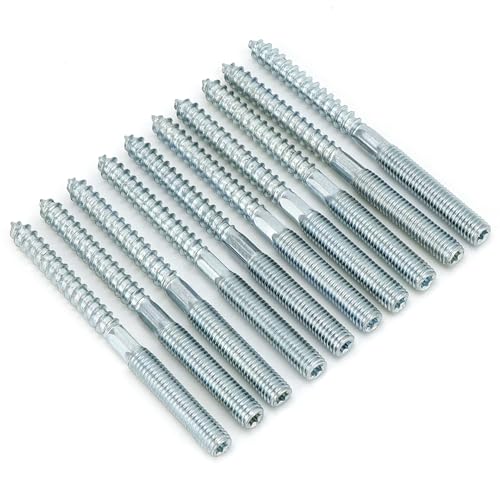 QWORK® Juego de 10 Tornillo de Doble Rosca - Ø8x100mm - Acero Galvanizado