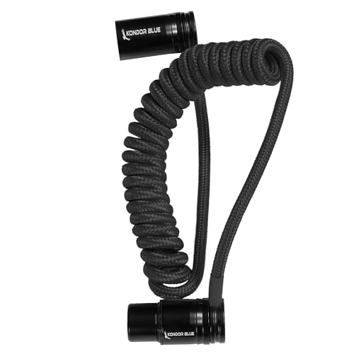 KONDOR BLUE | 12-24 Inch Coiled Low Profile Right Angle XLR Cable, 3-Pin Male to Female | Adjustable...