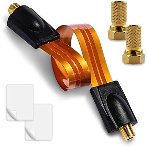 NAmobile Cable de Satélite Extremadamente Plano para Ventana o Puerta con 2 Conectores F Hembra Cover