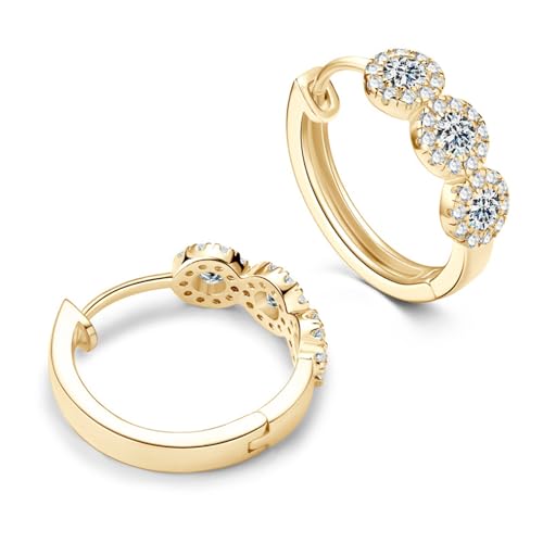 14K Gold VVS1 D-Color Hinged Hoop Earrings for Women, Thoughtful Present for Loved Ones or Friends