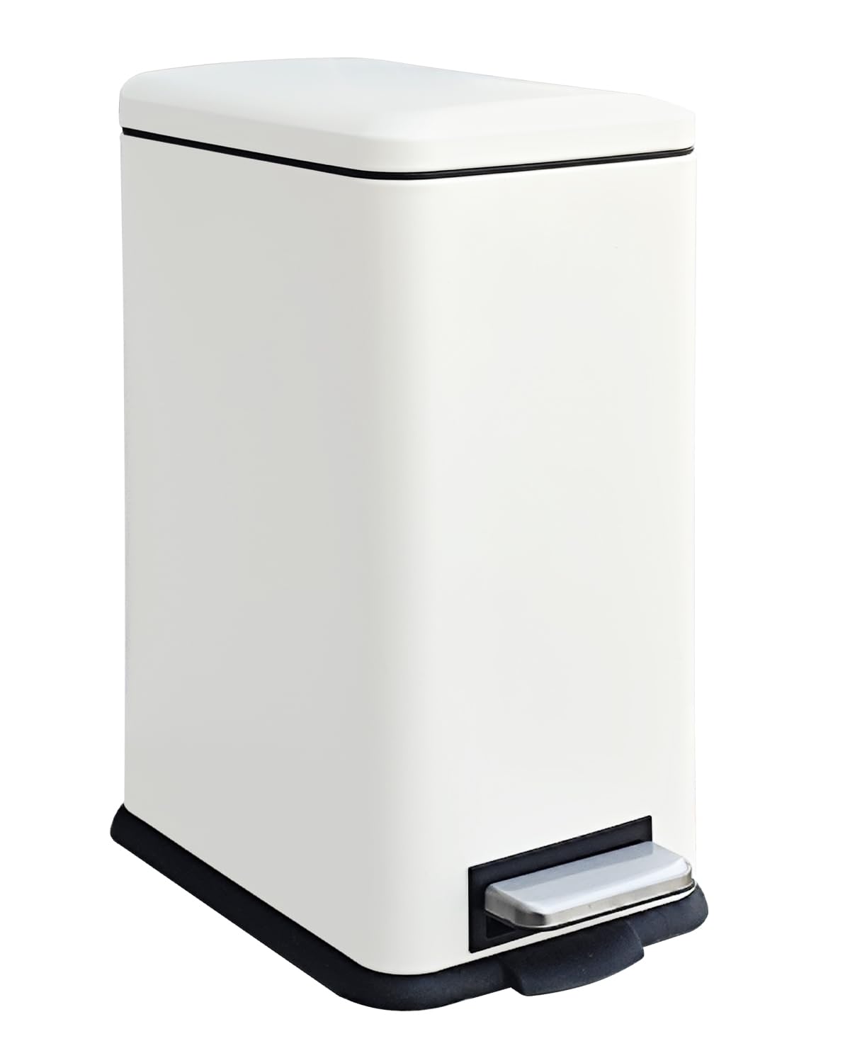 JM ·YIPENG Bathroom Bin 17L, Kitchen Bins with Soft Close,Stainless Steel Pedal Bin with Inner Bucket, Slim Bin for Bathroom,Kitchen,Bedroom,and Office,white