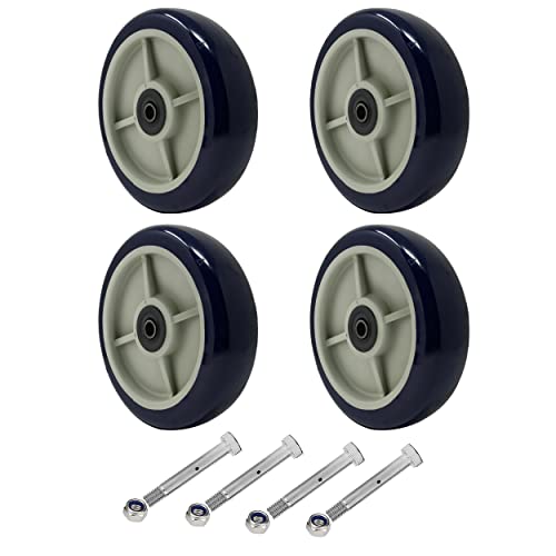 HANDSAMMU 8 inch Caster Wheels-Industrial Caster, Polyurethane on Polypropylene Wheel- Casters Set of 4 Heavy Duty - 4800LB Total Capacity - Widely use for U-Boat Platform Trucks