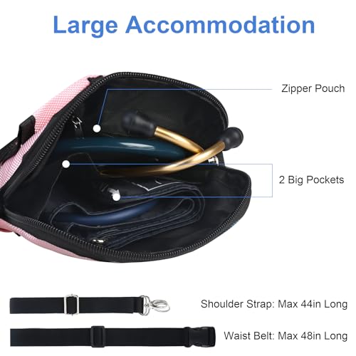 BOVKE Krankenschwester Fanny Pack mit medizinischen Gear Taschen, Tape Halter, medizinische Tasche Krankenschwester Taille Beutel Organizer mit Utility Lagerung für Stethoskope, Rosa