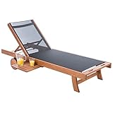 Ultranatura Sonnenliege Holz mit Textil, Canberra Serie, Edles und Hochwertiges Eukalyptusholz, 190 x 63,5 x 91 cm - 2