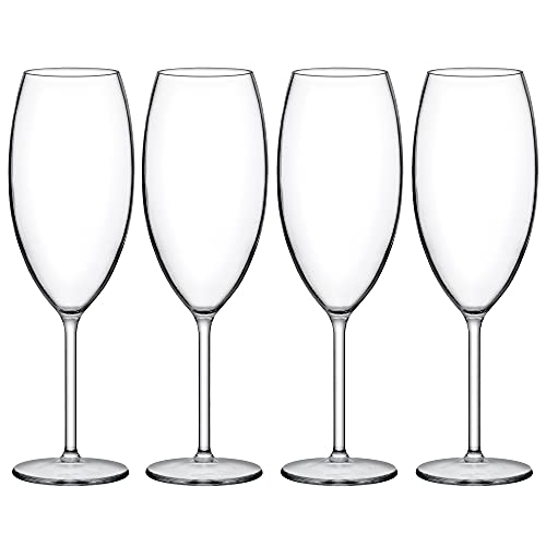 Amazing Abby - Chelsea - 9-Ounce Unbreakable Tritan Champagne Flutes (Set Of 4), Plastic Wine Glasses, Reusable, Bpa-Free, Dishwasher-Safe, Perfect For Poolside, Outdoors, Camping, And More #TOP2