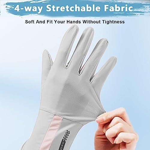 Image of PALAY Hand Gloves for Bike Riding, UV Sun Protection Glove for Women, Outdoor Riding Gloves for Bikers, Fishing, Golfing - UPF 50+, Non-Slip, Touch Screen Design (Grey)