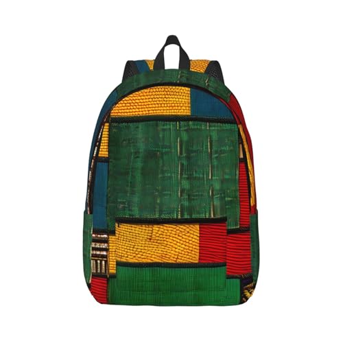African Style Patchwork Print Stylish Canvas Backpack For Men And Women, Perfect For Travel,Work,And Everyday Use